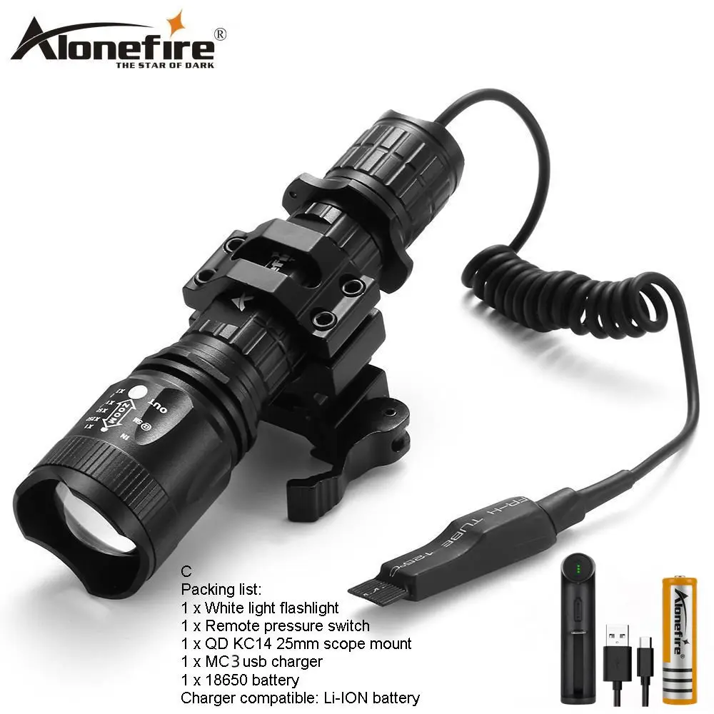 Tactics flashlight C AloneFire TK400 XML L2 светодиодный светильник-вспышка Тактический светильник 18650 фонарь светильник linternas для охоты на открытом воздухе+ держатель для ружья - Испускаемый цвет: Tactics flashlight C