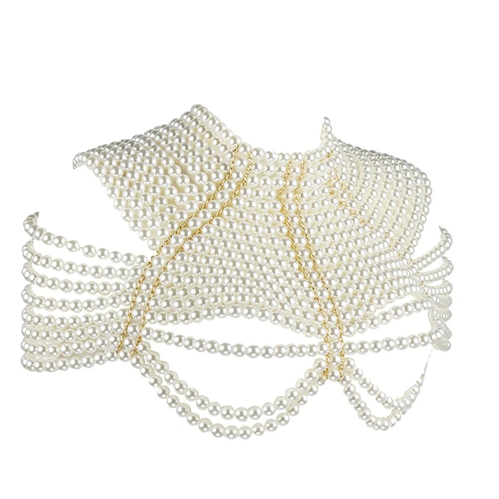 Пикантные Украшения для тела цепочка на грудь жилет с имитацией жемчуга три