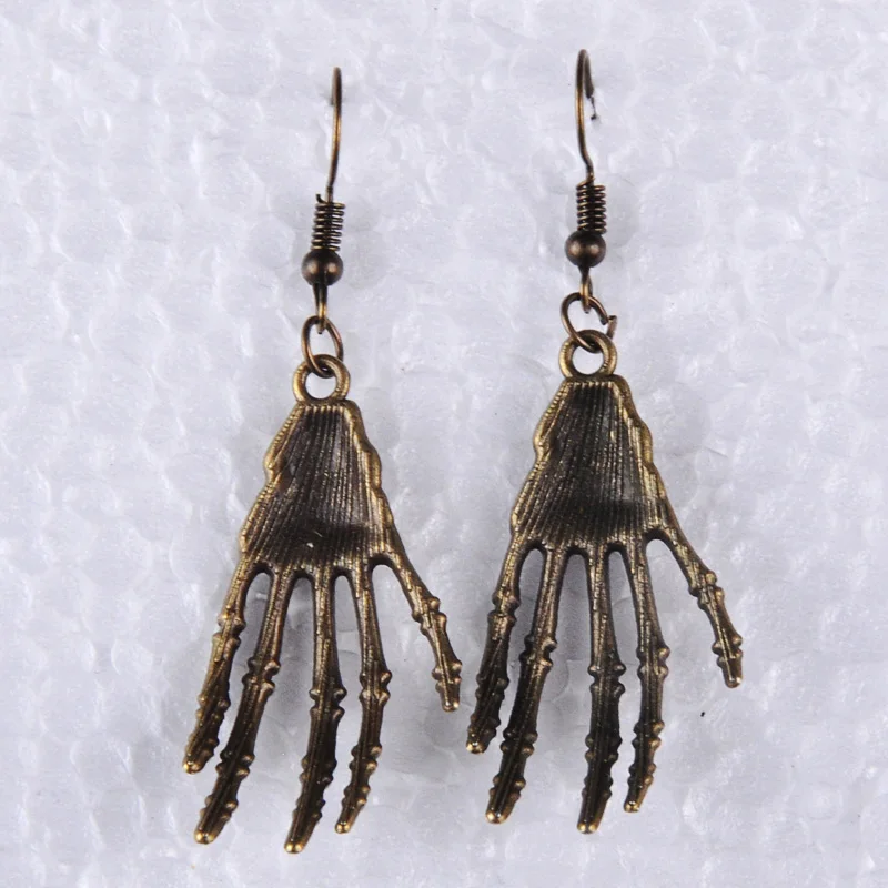 Винтажные антикварные бронзовые хиппи скелеты ручные серьги металлический