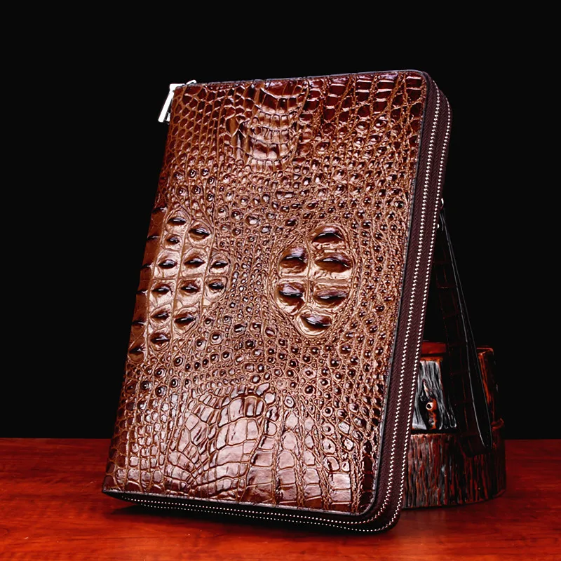 Сумка из натуральной крокодиловой кожи для мужчин и женщин бумажник на молнии с