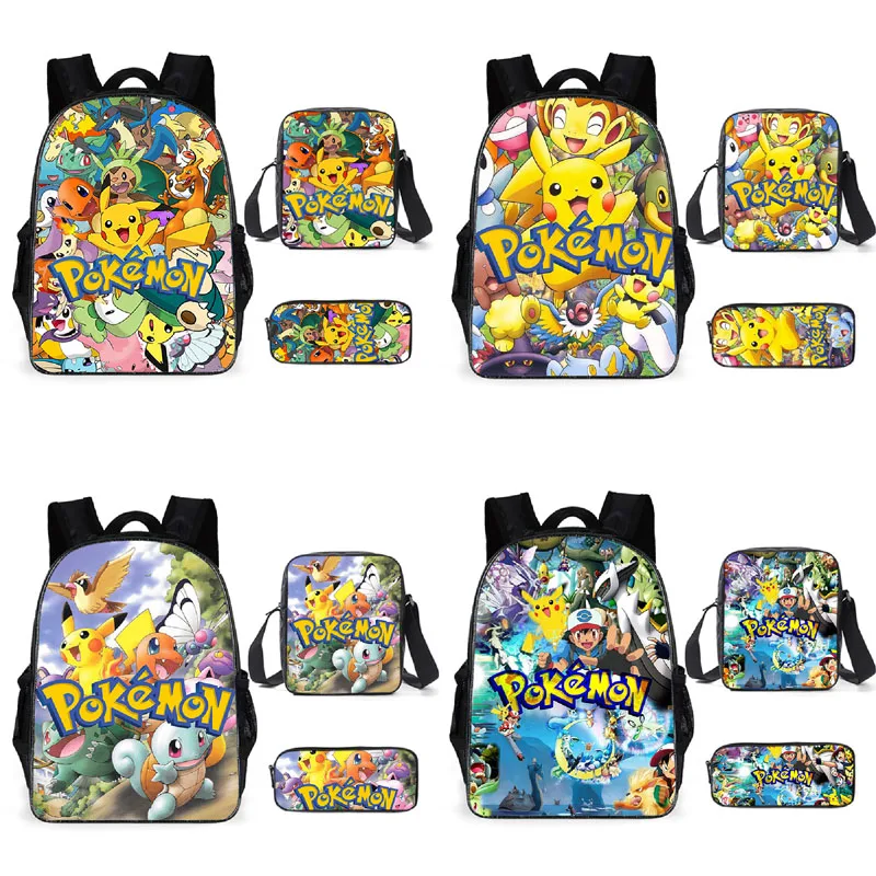 Рюкзак с покемоном Пикачу школьный рюкзак для мальчиков чехол карандашей аниме