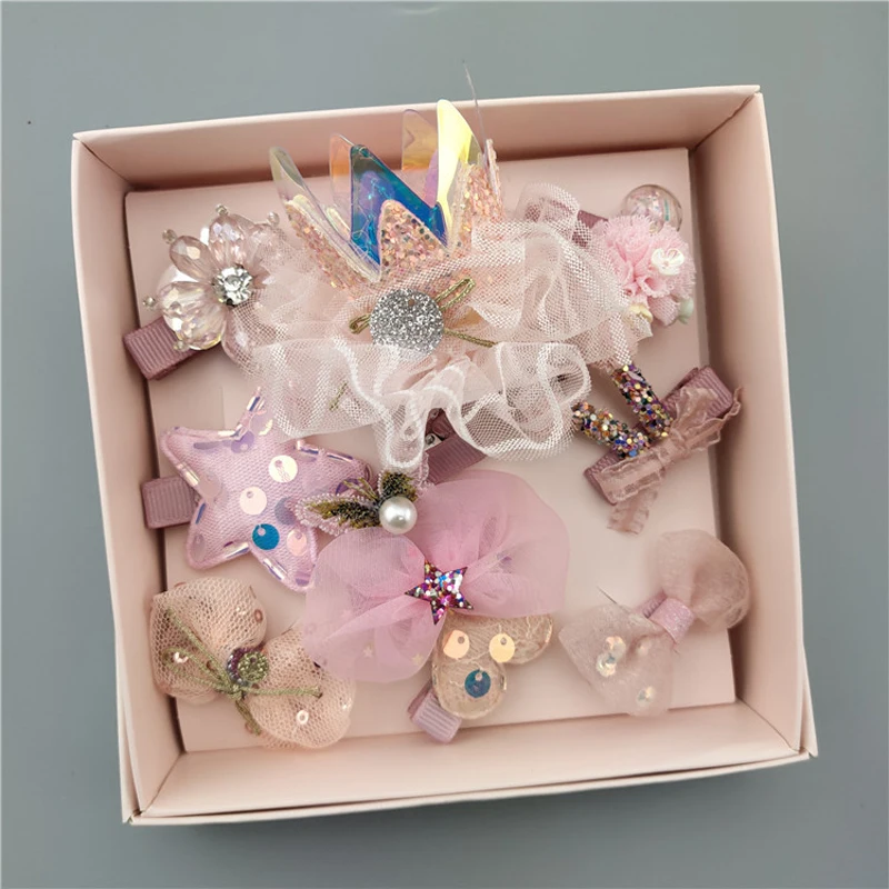 10 шт./кор. головные уборы для девушек набор бант Корона кружева заколки волос