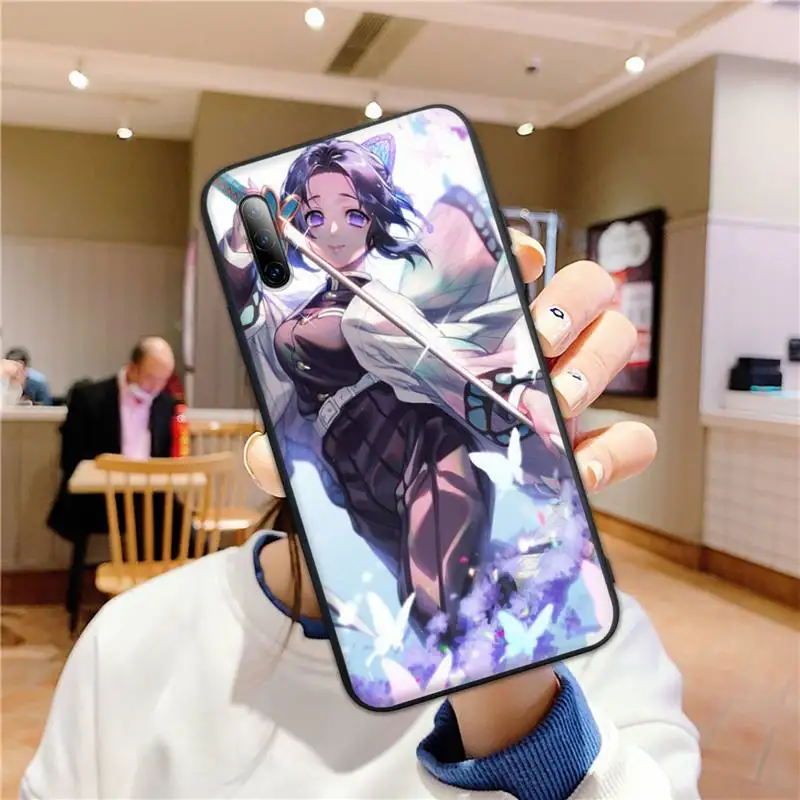 

Cartoon Kochou Shinobu Kimetsu no Yaiba Painted Bling Phone Case for Samsung S7edge s8 s9plus s10 lite2019 2020 S20ULTRA S20plus