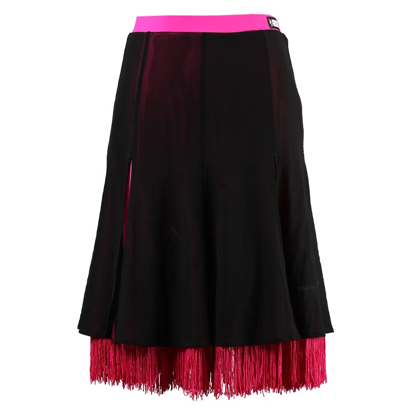 Professional Latin Dance Skirt Half-Length Dance Clothes New Split Tassel Hit Color Half Skirt Adult Exercise Clothes DWY2119