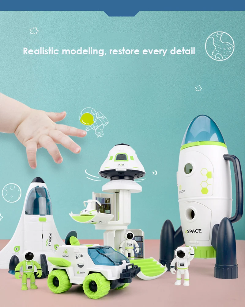 

New STEM Puzzle Acousto Optic Space Toys Space Model Shuttle Space Station Rocket Aviation Series Toy For Boys