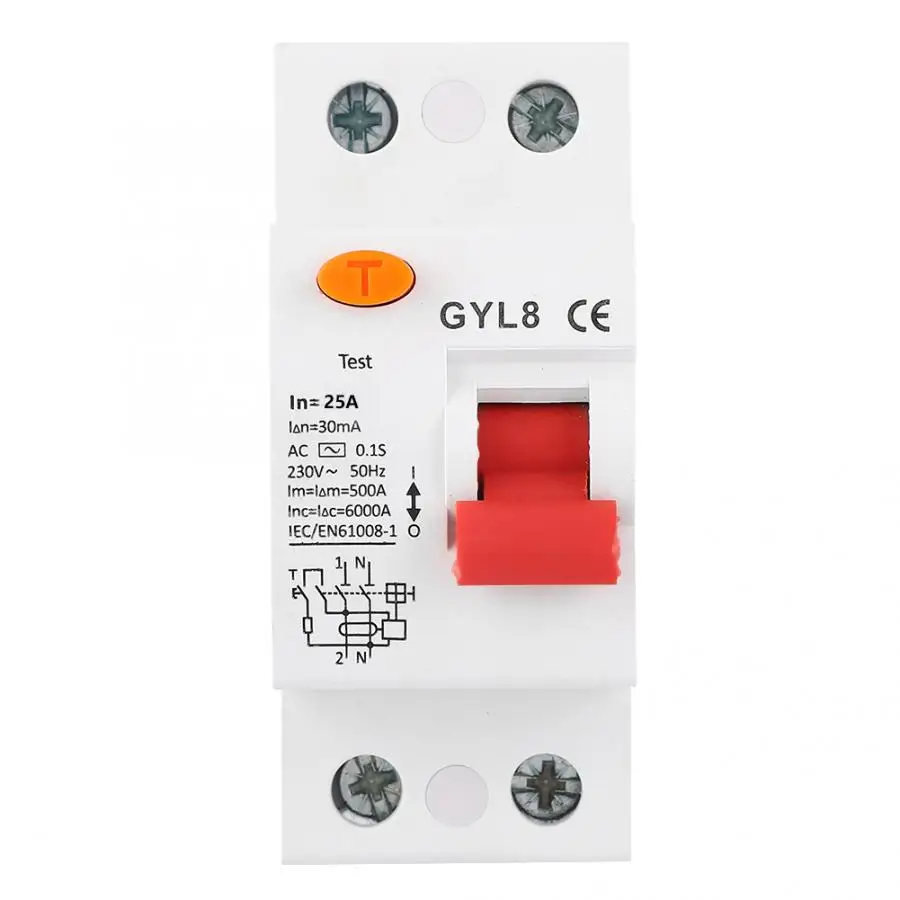 GYL8 12 В 2P + N 25A/40A/63A выключатель остаточного тока с защитой от утечки 230VAC RCCB RCBO
