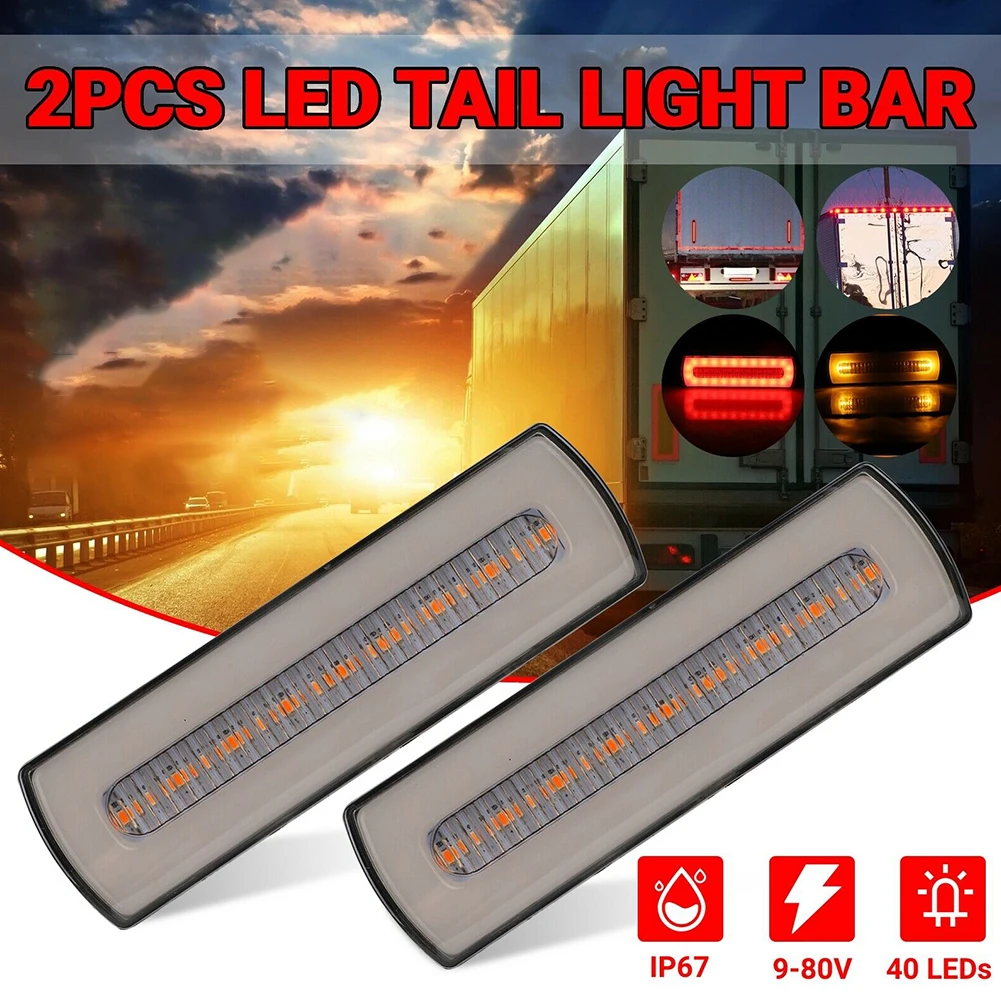 

2PCS LED Tail Light Turn Signal Indicator Truck Trailer Modified LED Light Guide Two-Color Brake Lamp Car External Lights