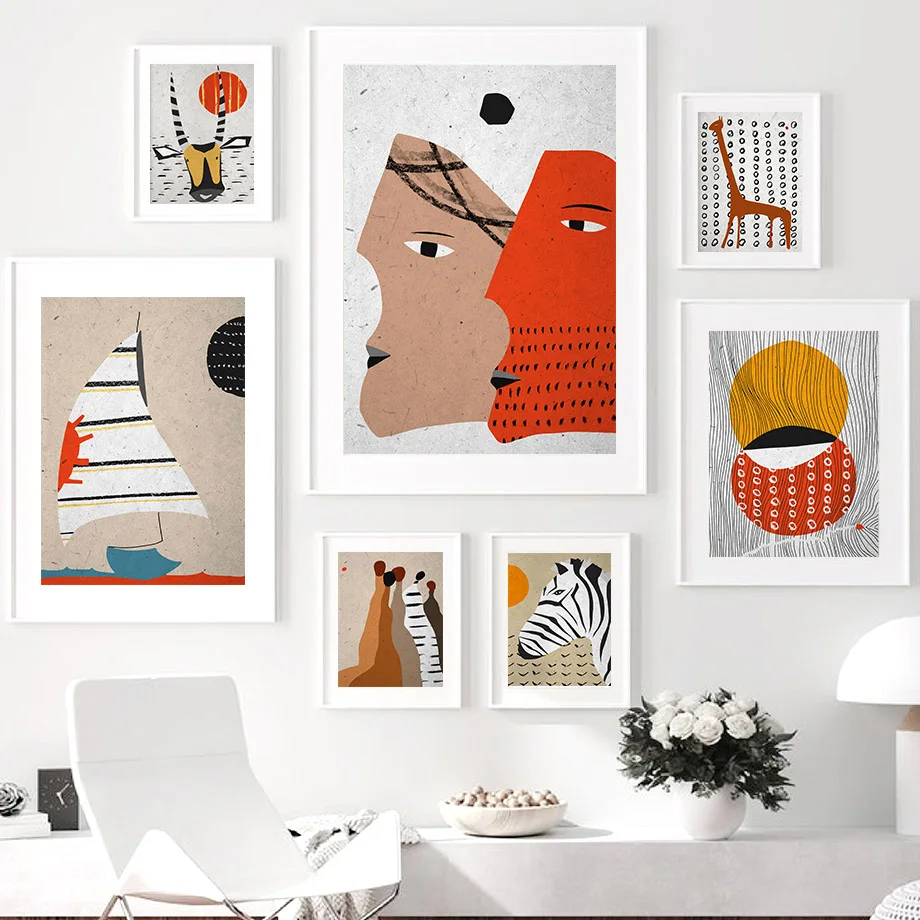 Абстрактные узоры зебра жираф африканская Картина на холсте настенное искусство