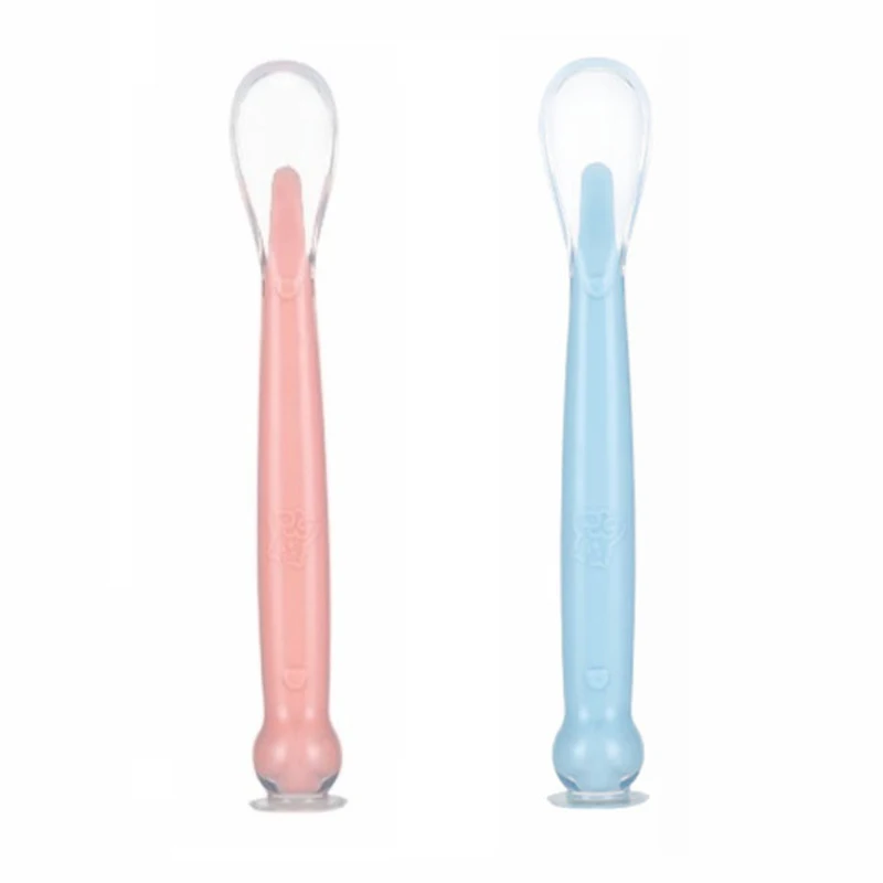 Baby Boy Girl Utensils Complementary Food Silicone Soft Infant Feeding Spoon Suction Cup Tableware Eating Training Spoon