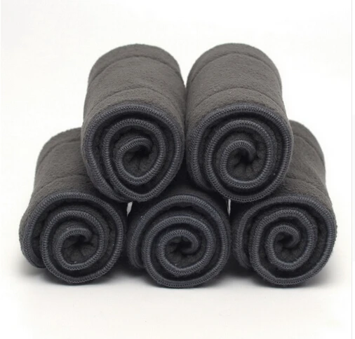 [ 60Pcs/Lot ] Reusable Bamboo Charcoal Inserts Baby Cloth Diaper Mat Nappy Insert Changing Liners 5-layer thick insert Wholesale | Мать и
