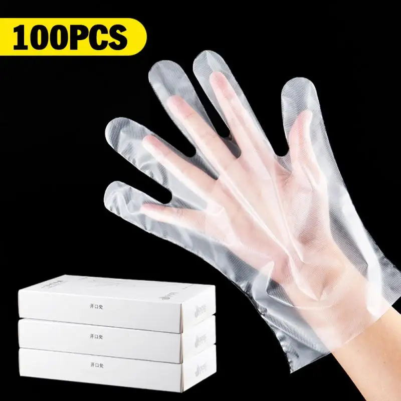 

100 PCS Dishwashing/Kitchen/ /Latex/Rubber/Garden Gloves Universal For Home Kitchen Cleaning Transparent Disposable PVC Gloves