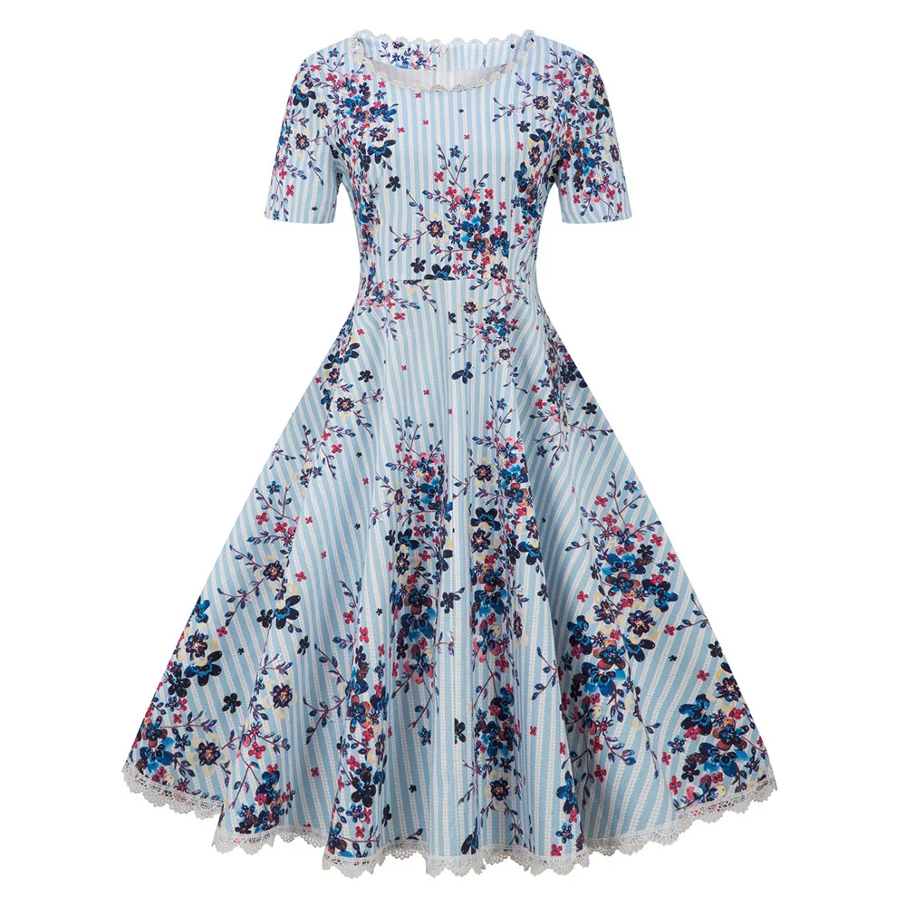 Размера плюс с цветочной печатью платье для женщин большого размера Молодежные