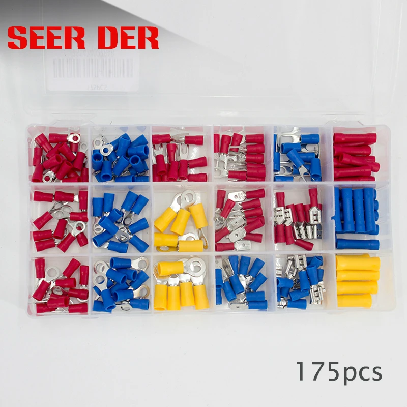 Желтый/красный/синий 175 шт./компл. различные электрические разъемы/обжимные