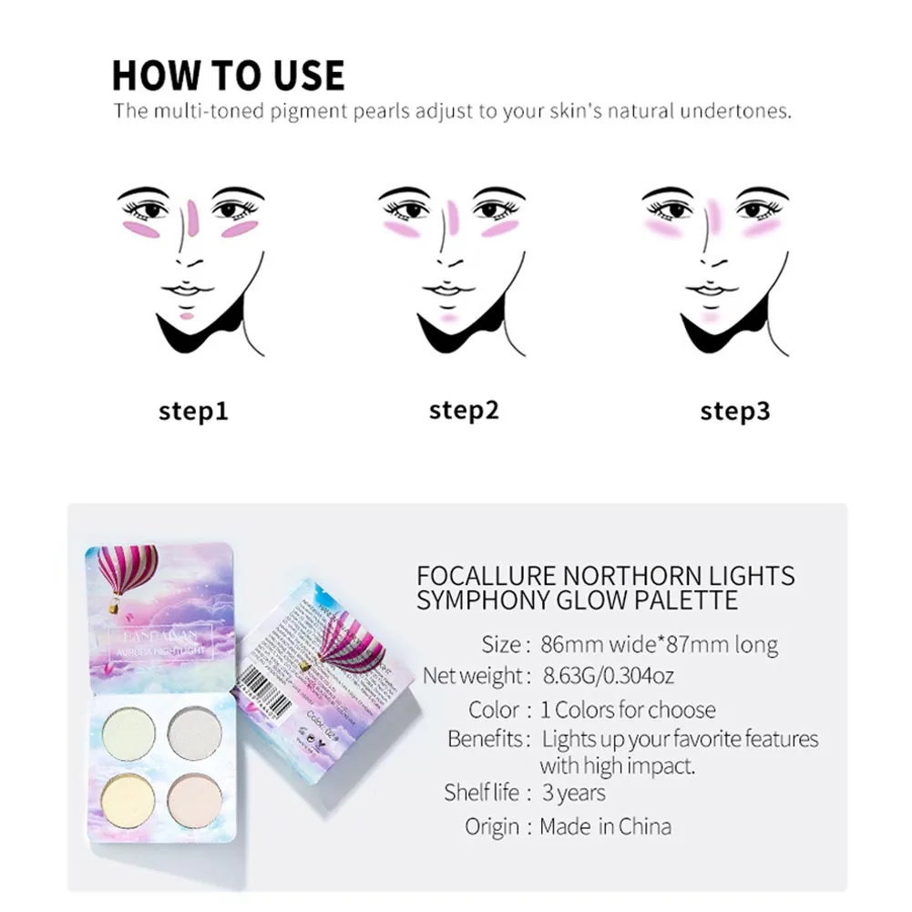 4 цвета Блеск Тени для век хайлайтер палитра Макияж лица порошок Косметика M88| |