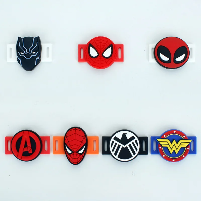 

50pcs/lot Marvel Cartoon Shoelaces Buckle Shoelace Winder Silicone Buckle Shoelaces Accessories DIY Sneaker Kits Shoe Decoration