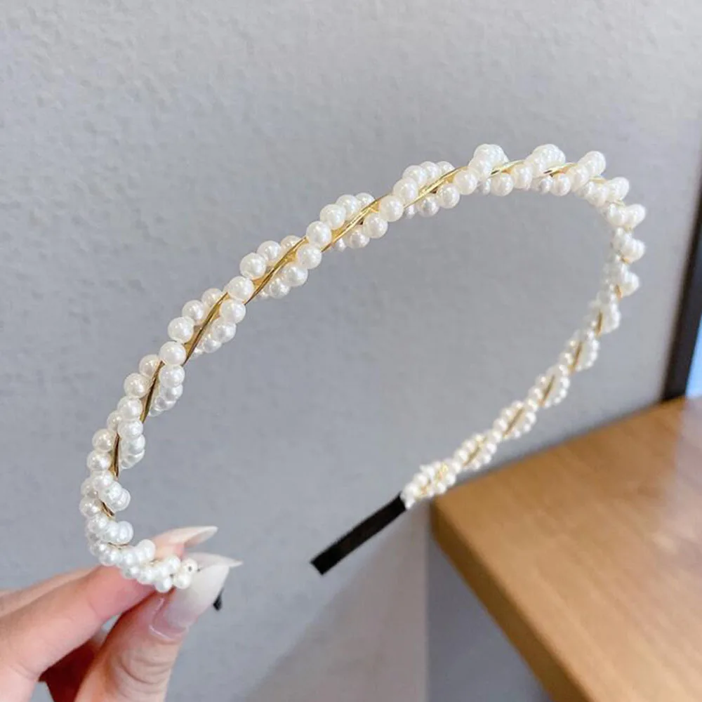 

New Women Elegant Full Pearls Simple Hairbands Sweet Headband Hair Hoops Holder Ornament Head Band Lady Fashion Hair Accessories