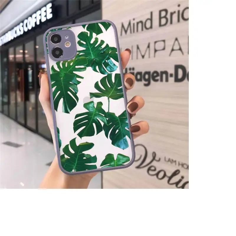 

Fashion Colorful Flower Leaves Conch Phone Case For iPhone 12 11 Mini Pro XR XS Max 7 8 Plus X Matte transparent Gray Cover