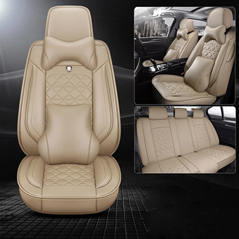 Leather Car seat cover for CHRYSLER 200 300 grand voyager Pacifica PT Cruiser Sebring Town and Country Rolls-Royce Ghost cushion - Название цвета: beige luxury