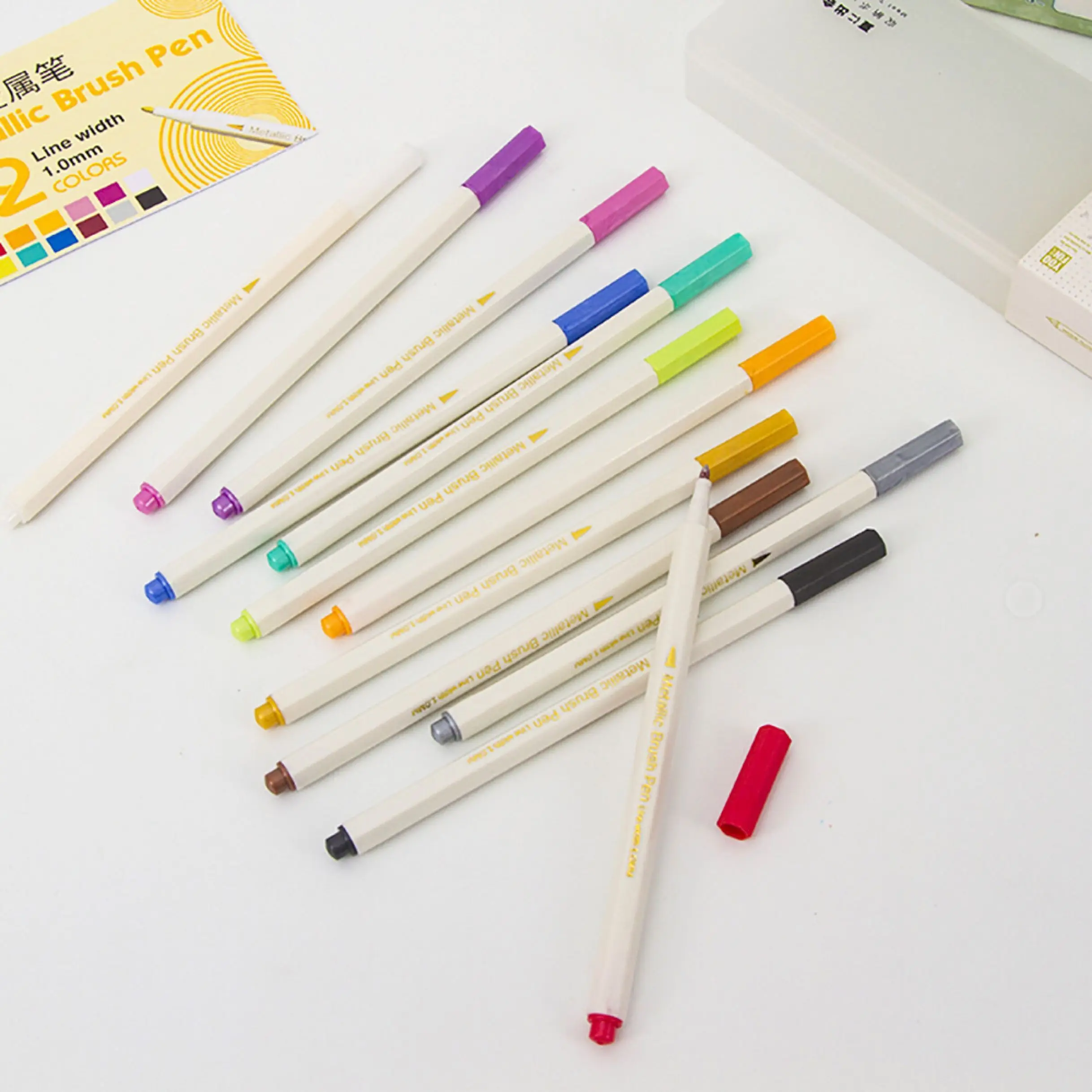 Металлические маркерные ручки набор из 12 разных цветов для книг раскрасок