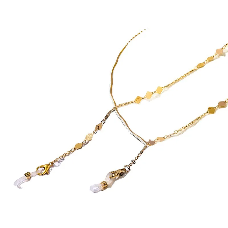 

Cute Gold / Silver Metal Geometry Glasses Chains Lanyard Women Girls Mask Sunglasses Chains Heart Pendant Eyeglasses Rope