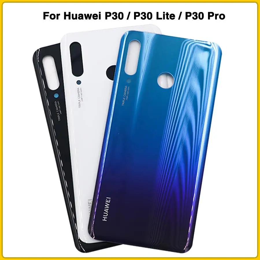 Чехол на заднюю панель для huawei P30/P30 Lite/P30 Pro, задняя крышка на батарейках, задняя крышка на дверь, стеклянная панель+ клейкая наклейка