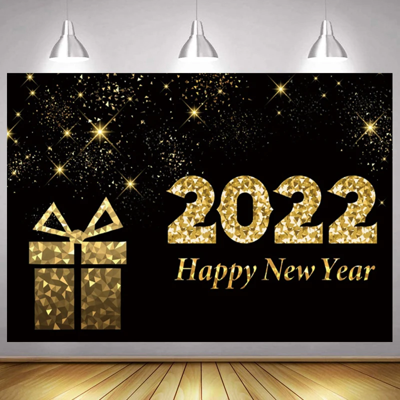 

Christmas Backdrop 2022 Happy New Year Glitter Stars Photography Background Vinyl/Poly Banner Decor Studio Photophone Photozone