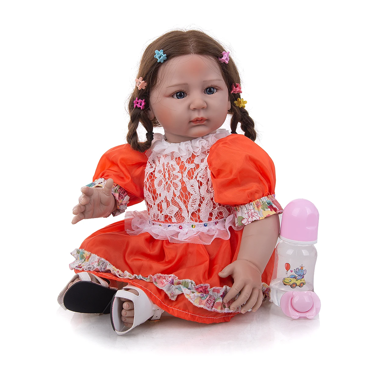 Harga 22 Inci 55 CM Kain Tubuh Gelisah Mainan Reborn Boneka Bayi Manusia Hidup Sederhana Lesung Pipi Bayi Baru Lahir Boneka Anak-anak Untuk Hari Anak-anak Hadiah Mainan