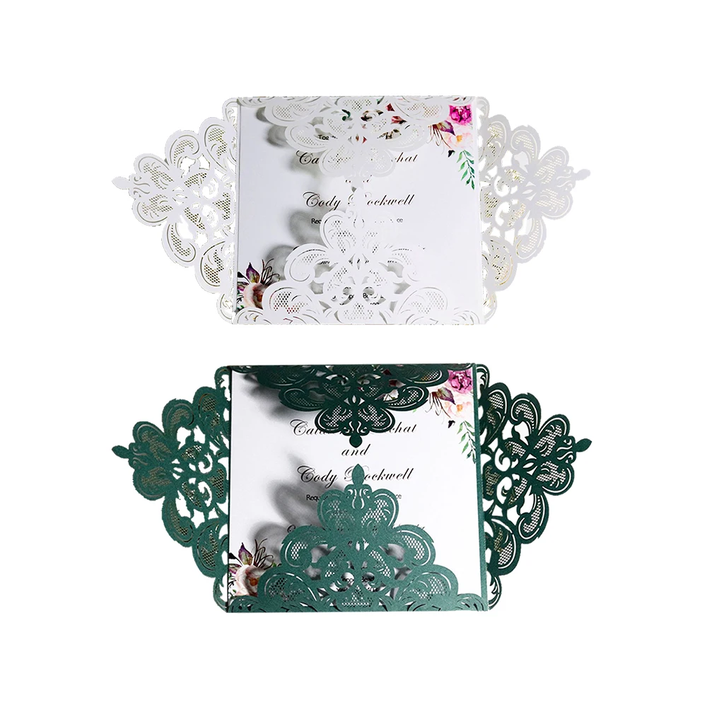 10 шт./лот белая полая лазерная резка для свадьбы приглашения элегантные