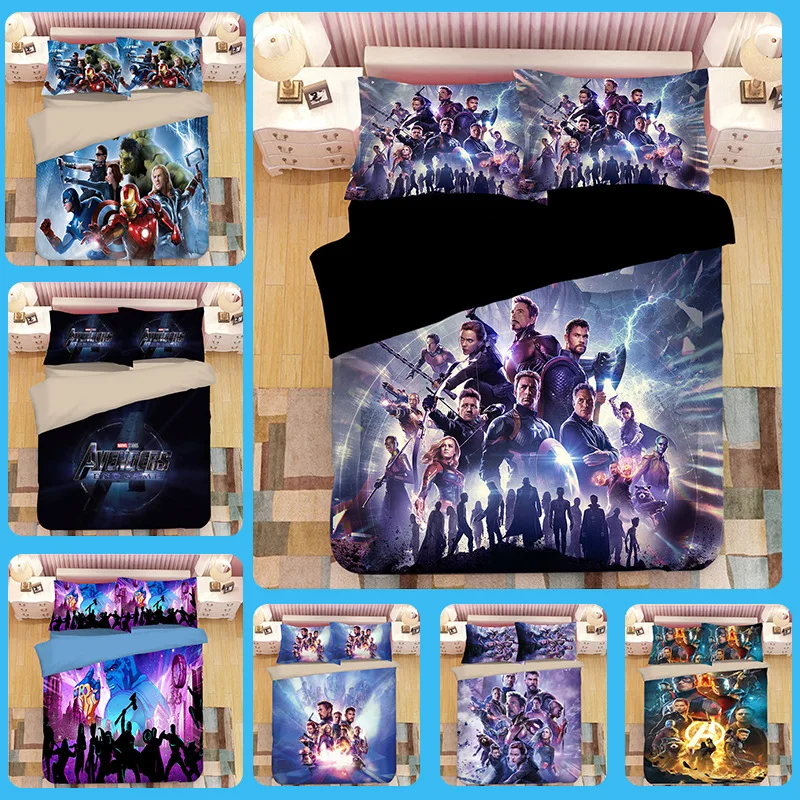 

MARVEL 2019 New Avengers bedding set 3pc Iron-Man Spiderman printed duvet cover PillowCase single twin size girl boy bed linen