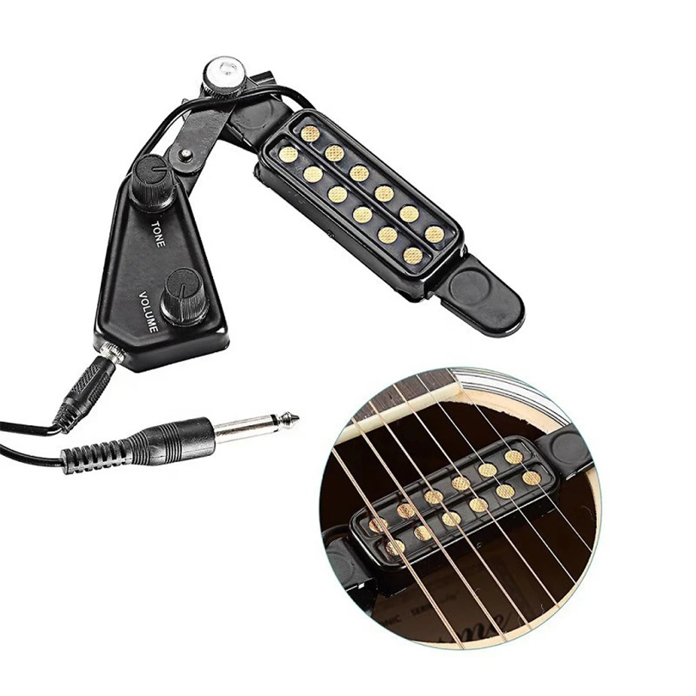 

12-hole Acoustic Guitar Sound Hole Pickup Magnetic Transducer with Tone Volume Controller Audio Cable Guitar Accessories GYH
