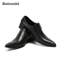 batzuzhi black genuine leather dress shoes men italy type mens shoes pointed toe formal business shoes men zapatos hombre