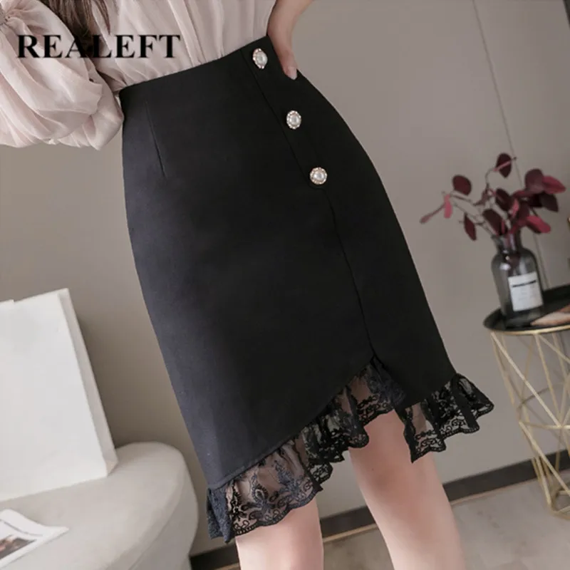 REALEFT 2020 Новая летняя рабочая одежда кружевные лоскутные женские мини юбки