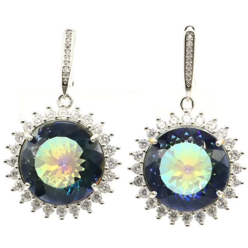 43x26 мм юбилей большой круглый камень создан огненный Радуга Топаз CZ для дам с