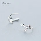 Modian, трендовые крошечные простые очаровательные украшения в виде листьев дерева, Классические круглые серьги-кольца из стерлингового серебра 925 пробы для женщин, серебряные ювелирные изделия, подарок