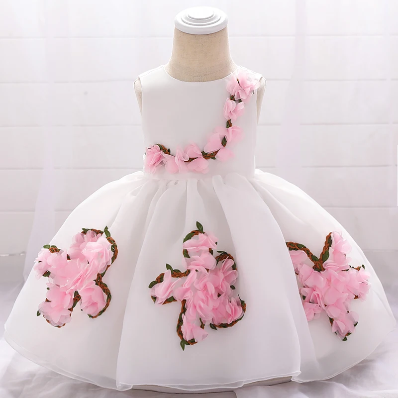 

White Little Girls Summer Christening Dress For Baby Dresses Wedding Baptism Newborn Girl Clothes First Birthday Princess Dress