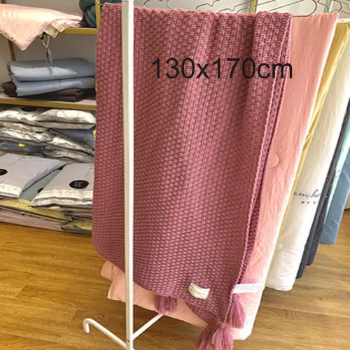 dark pink Вафельное переплетенное одеяло для кровати легкое и мягкое идеально подходит для многослойной декоративной детской комнаты диван одеяло s - Цвет: dark pink