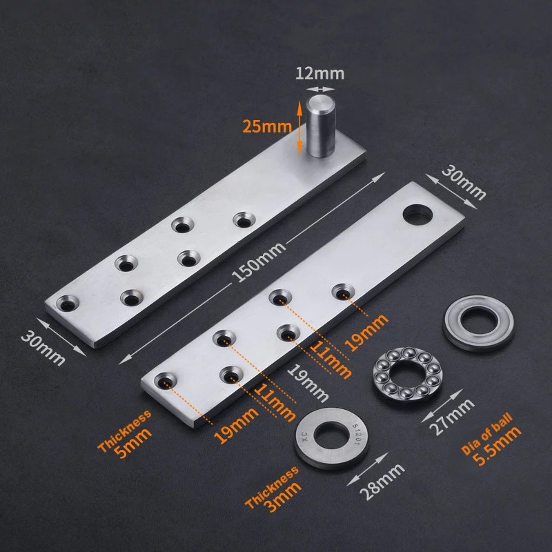 Сверхмощный вращающийся дверной вал из нержавеющей стали с поворотом на 360 °
