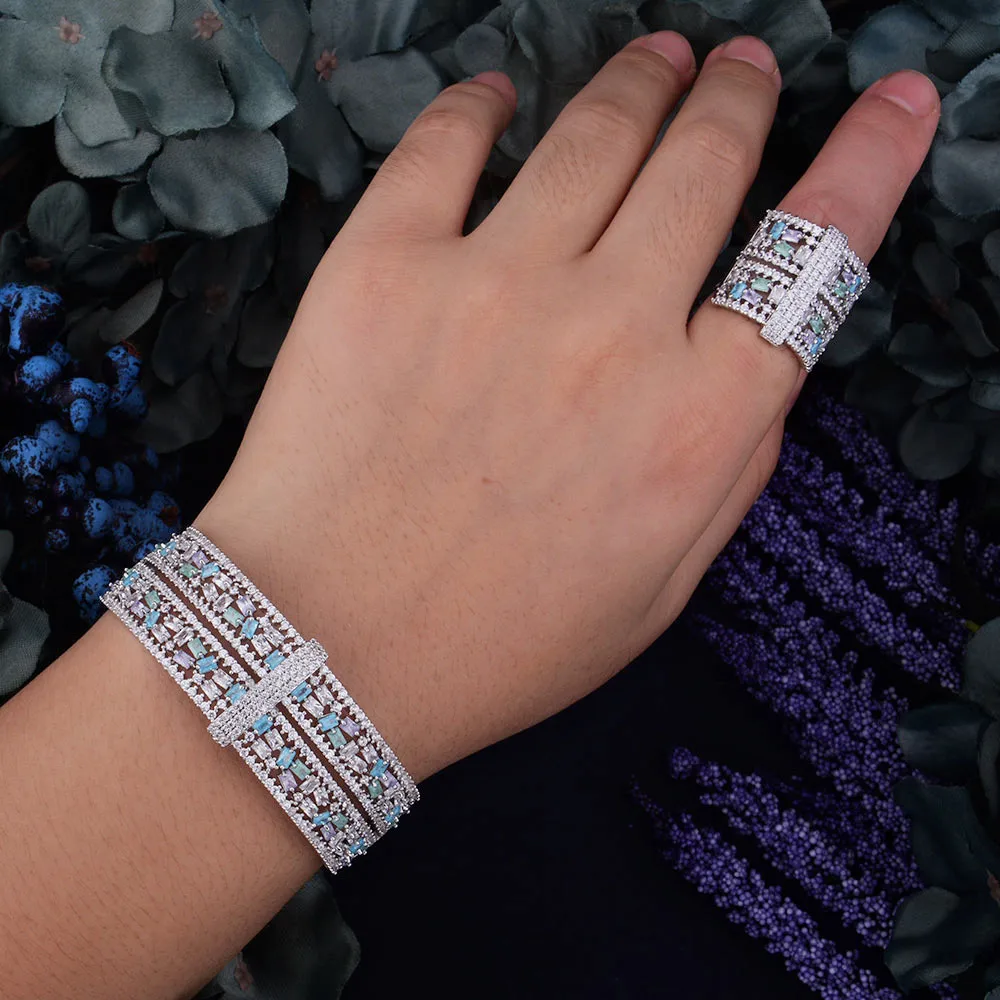 Missvikki Блестящий Романтический женский браслет кольцо ювелирный набор ручной