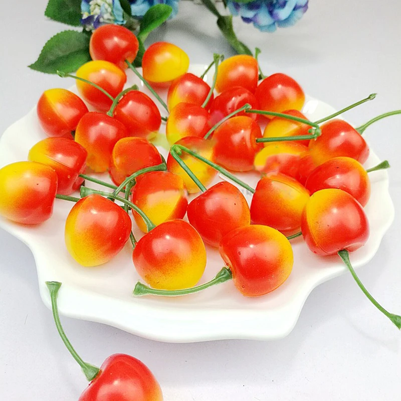 50 шт. искусственные реалистичные моделирования маленькие красные черные вишни