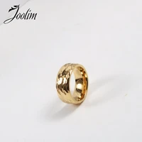 joolim high end gold pvd retro hand made relief rings for women stainless steel jewelry wholesale