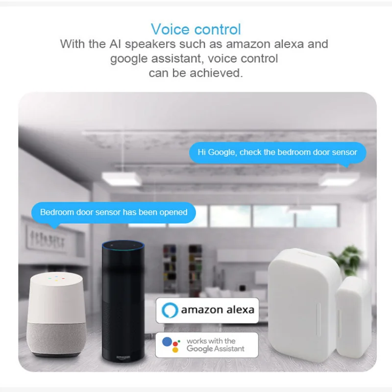 Tuya Smart Zigbee / WiFi Door Sensor Open Closed Detectors Compatible with Alexa Google Home Tuya/Smart Life APP | Безопасность и