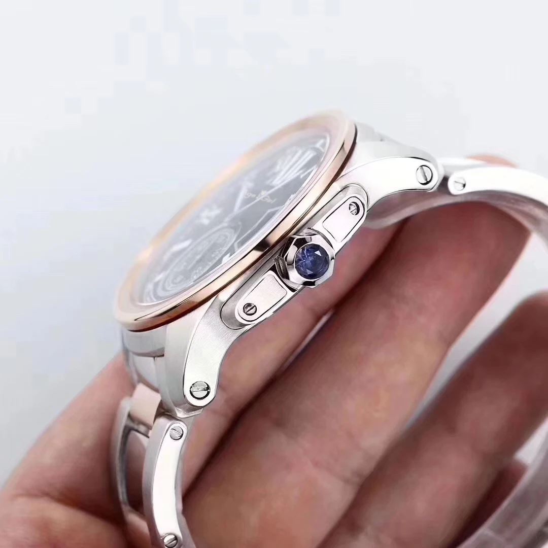 

Classic New Men Automatic Mechanical Stainless Steel Silver Rose Gold Black White Sapphire Sport Watches Glass Back