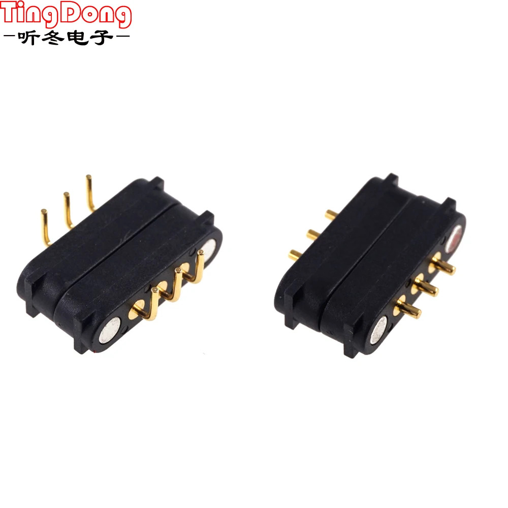 

1Pairs Spring Loaded Magnetic Pogo Pin Connector 3 Positions Magnets Pitch 2.54 MM Through Holes PCB Solder Male Female Probe