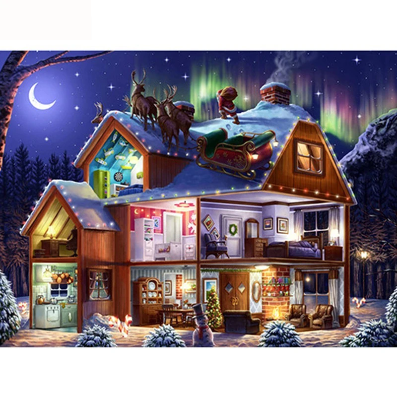 

Diamond Embroidery Santa Claus 5D DIY Diamond Painting Christmas Landscape Picture Of Rhinestone Winter Home Decor Hobby Gift