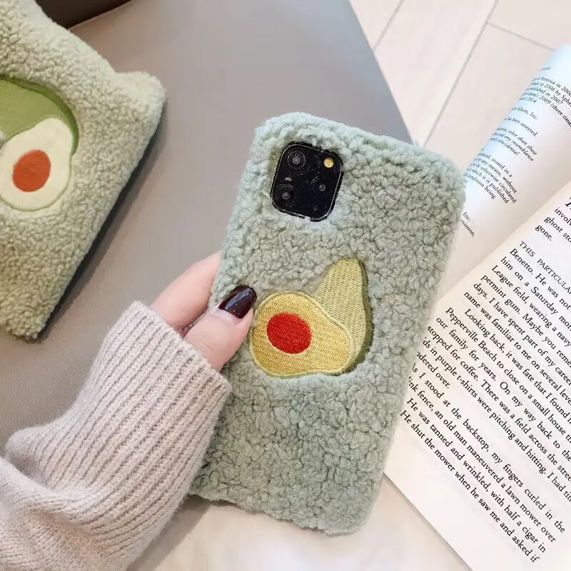 Cartoon cute fruit Banana avocado Phone Case For iPhone 11 Pro Max XR XS 6 6S 7 8 Plus X fashion Plush Winter Back Cover |