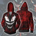 Толстовка с капюшоном Venom для мужчин и женщин, Модный повседневный свитшот, пуловер с 3D принтом, уличный топ в стиле хип-хоп, Харадзюку, Мужская одежда, осень