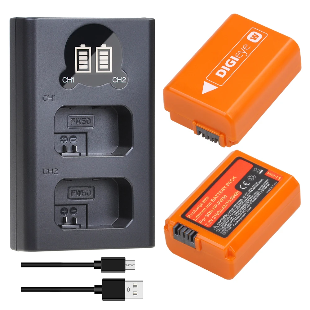 

NP-FW50 NPFW50 NP FW50 Battery + LED Dual Charger for Sony Alpha a7 a7II a7R a7RII a6000 a6300 a6400 a6500 RX10 RX10II