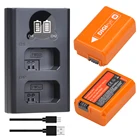 Аккумулятор NPFW50 NP FW50 + двойное зарядное устройство со светодиодной подсветкой для Sony Alpha a7 a7II a7R a7RII a6000 a6300 a6400 a6500 RX10 RX10II, NP-FW50