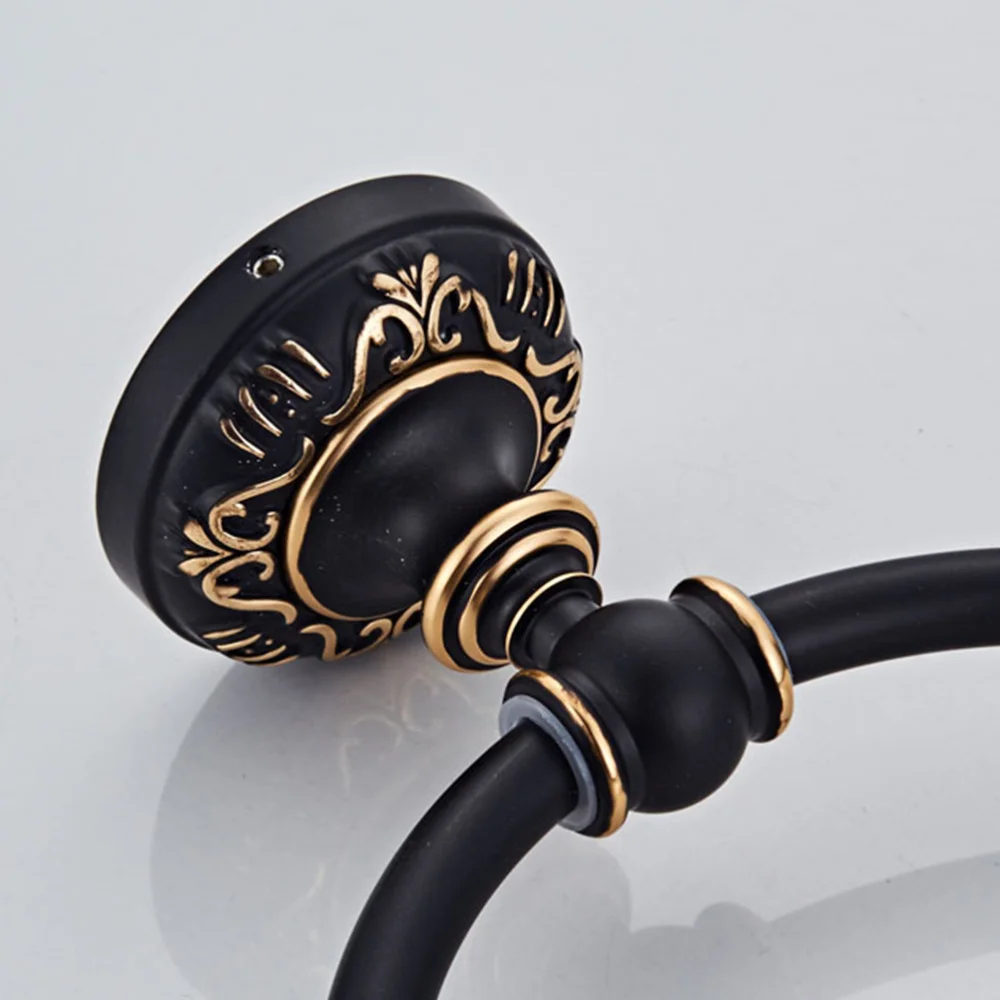

Black Antique Bathroom Towel Ring Towel Rack Round Wall Mount Towel Ring American Space Aluminum Bathroom Towel Ring Shelf