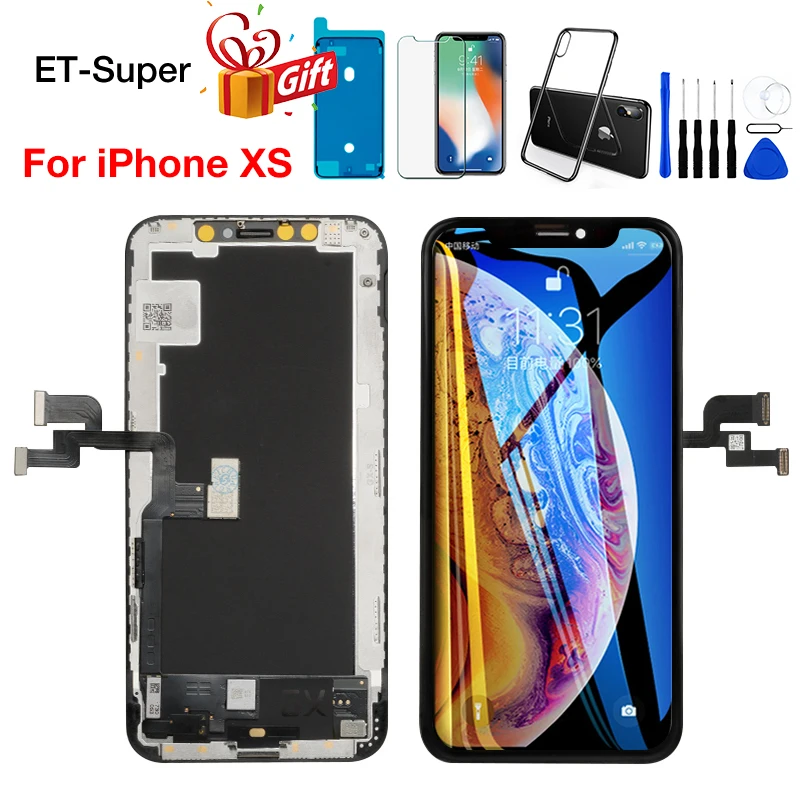 100% новый ЖК экран для iPhone XS дисплей с 3D сенсорным цифровым преобразователем